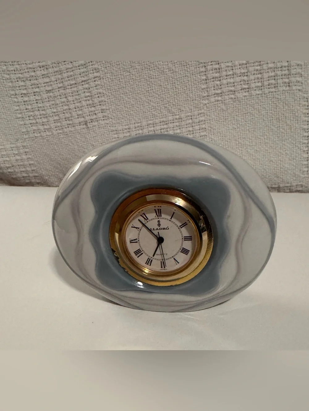 Lladro Gray and Gold Swirl Ceramic Wall Clock